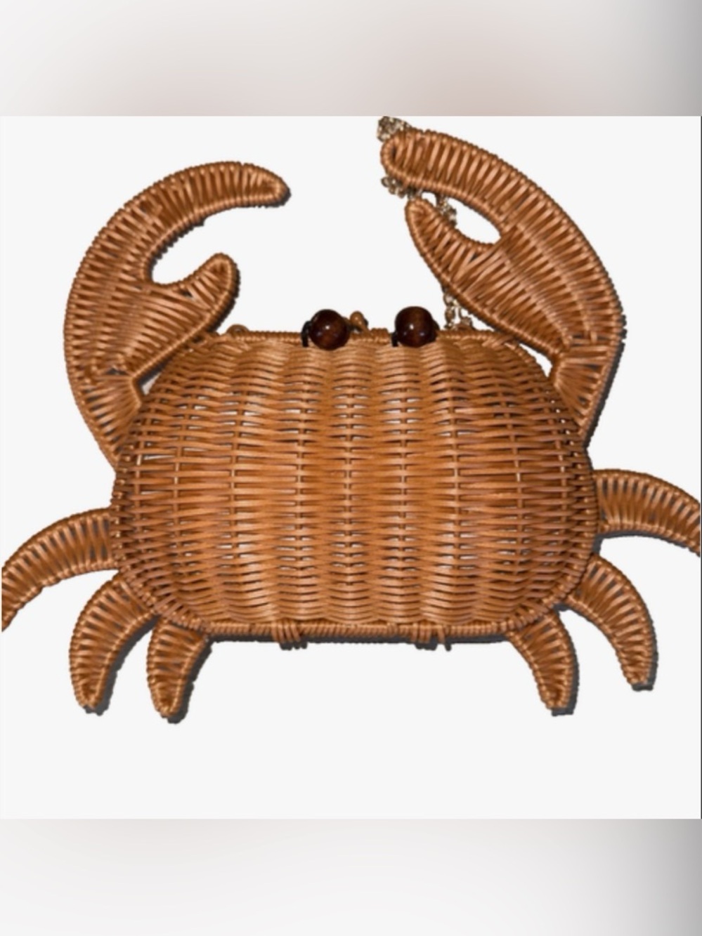 New Tommy Bahama Woven Crab-Shaped Rattan Beach Bag - Brown - Picture 9 of 16